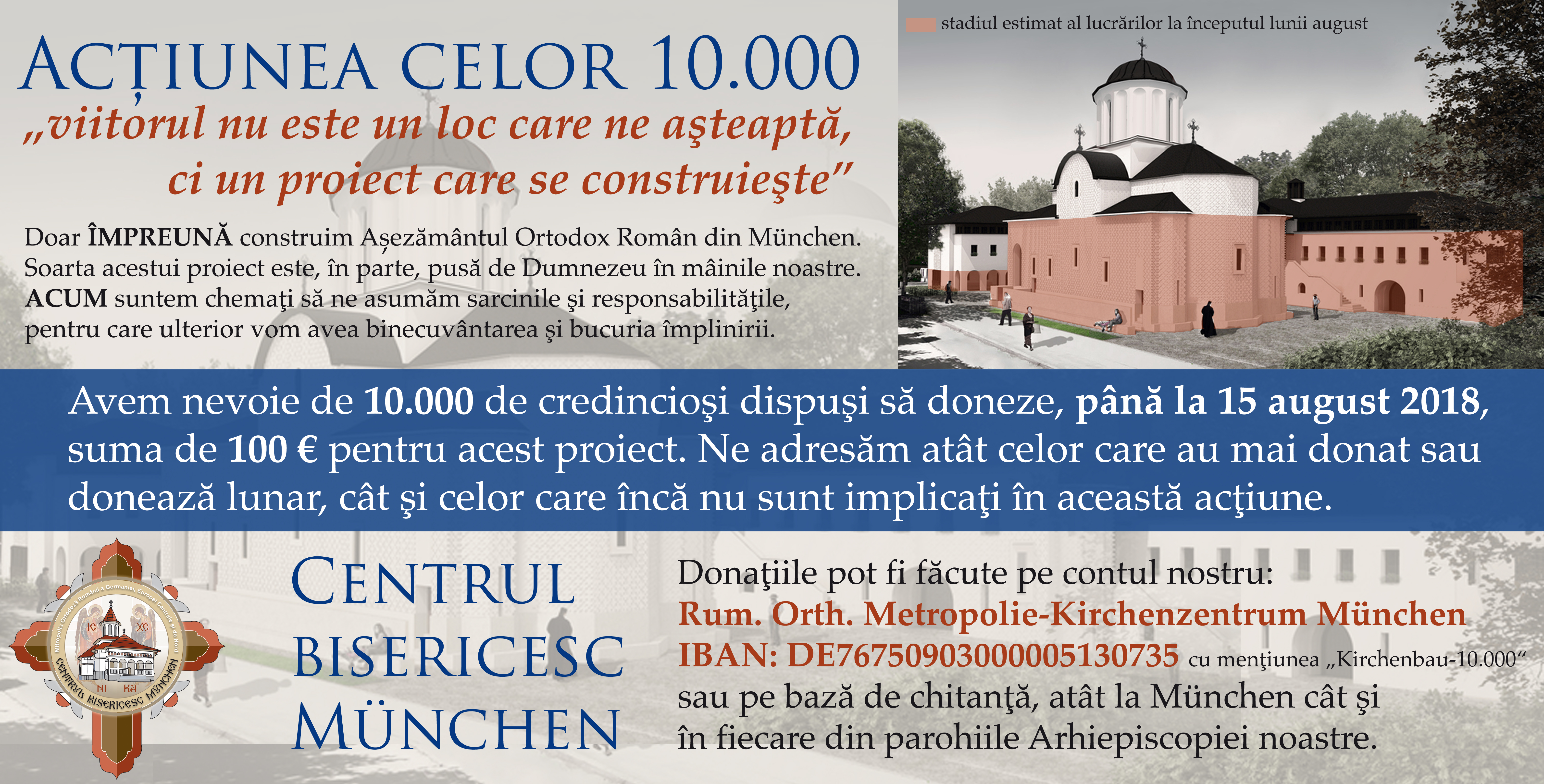 Apel pentru susținerea construcției Așezământului Bisericesc din München